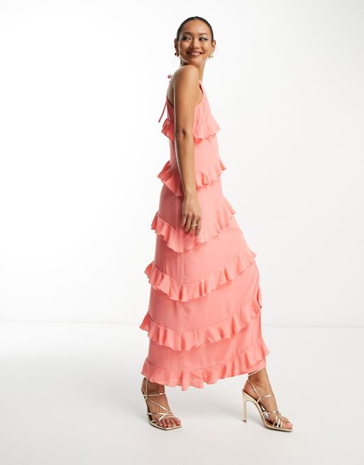 Coral maxi outlet dress