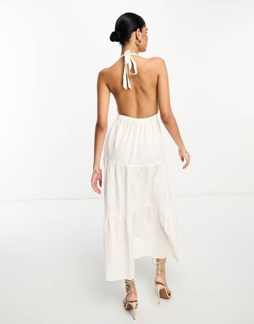 Elizia Linen Halter Neck Column Dress