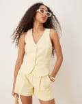 [Pretty Lavish] Pretty Lavish halterneck linen waistcoat in lemon (part of a set)-Yellow 16 Lemon