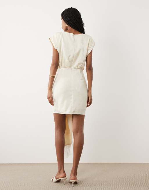 Pretty Lavish Hattie jacquard cap sleeveless fringe tie detail