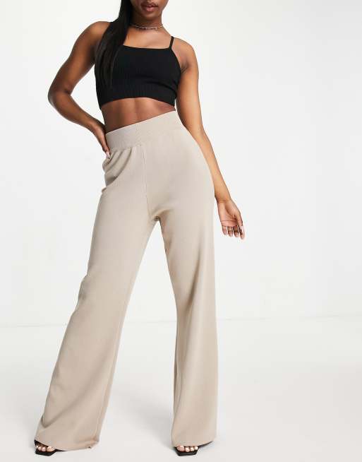 Pretty Lavish - Hayden - Pantaloni in maglia beige in coordinato