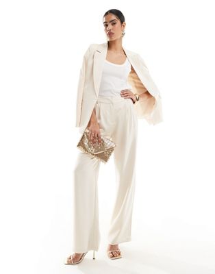 Pretty Lavish Hen tailored satin trouser suit co-ord in ivory
