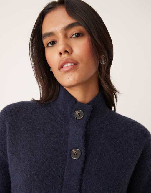 Pretty Lavish high neck knit cardigan in navy, 3 of 4