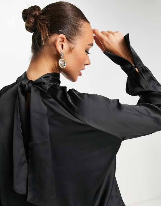 Pretty Lavish high neck volume sleeve blouse in black - part of a set, 4 of 4