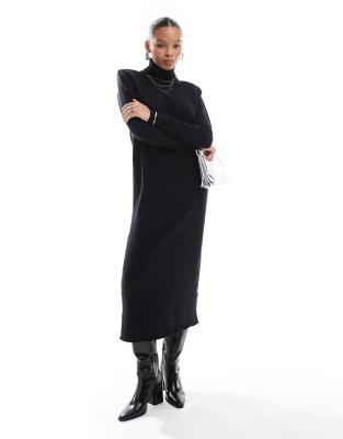 Thumbnail - Pretty Lavish - Hochgeschlossenes Maxikleid aus Strick in Schwarz