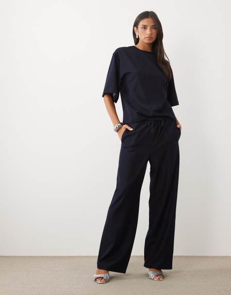 Pretty Lavish Hose im Denim-Look mit Tunnelzug und weitem Bein in Indigo - view 1