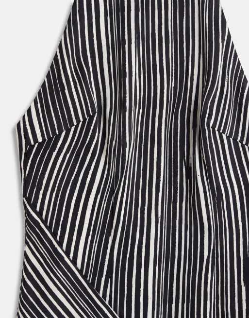 Pretty Lavish - Jemima - Vestito lungo allacciato al collo aperto dietro nero e panna a righe, 8 di 8