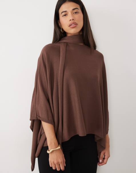 Pretty Lavish - jersey capa de punto ligero en chocolate - view 1