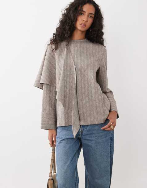 Pretty Lavish jersey drapeado de manga larga en conjunto en gris - view 1