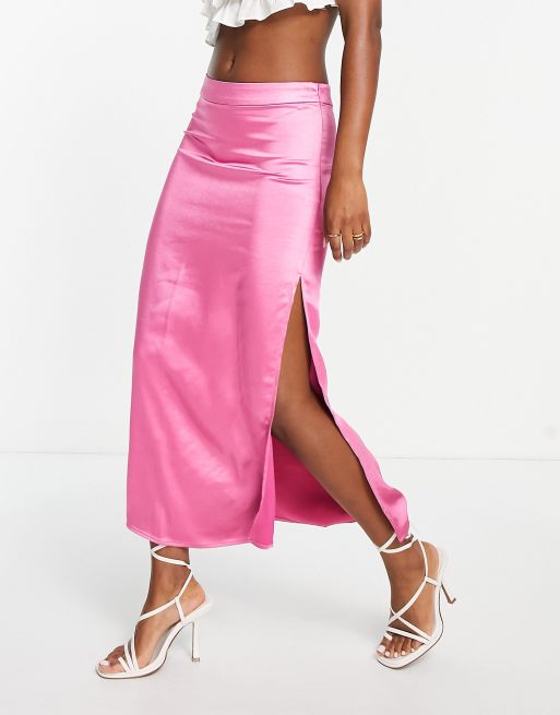 Pretty Lavish - Jupe d'ensemble longueur mollet fendue sur la cuisse - Rose millennial