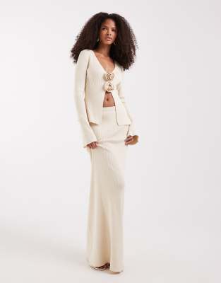 Jupe longue d'ensemble en maille - Taupe-Neutral L