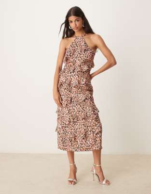 Pretty Lavish Katy ruffle midaxi dress in abstract spot print - view 1