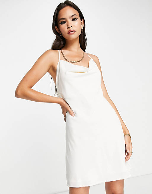 Pretty Lavish Keisha backless mini dress in matte white