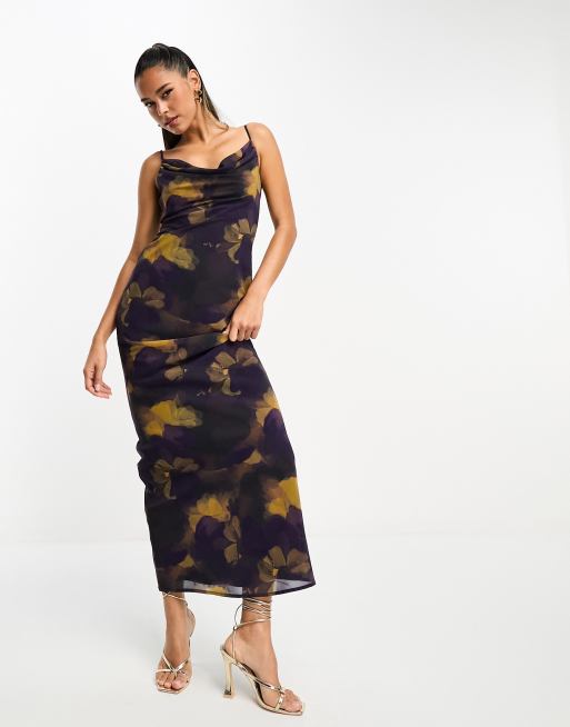 Keisha slip store midi dress gold