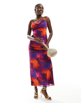 Pretty Lavish Keisha cowl neck maxi dress in iris floral