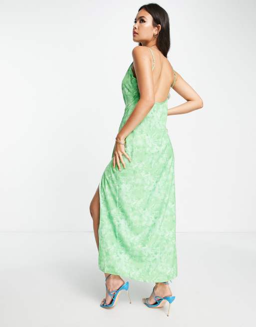 Pretty Lavish Keisha maxi slip dress in green abstract floral