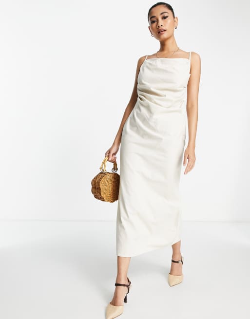 Pretty Lavish Keisha ruched midaxi dress in sand | ASOS