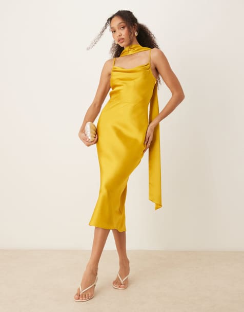 Pretty Lavish Keisha scarf maxi dress in yellow ochre - view 1