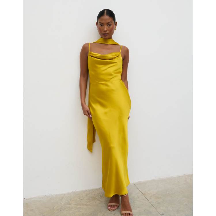 Pretty Lavish Keisha scarf maxi dress in yellow ochre | ASOS