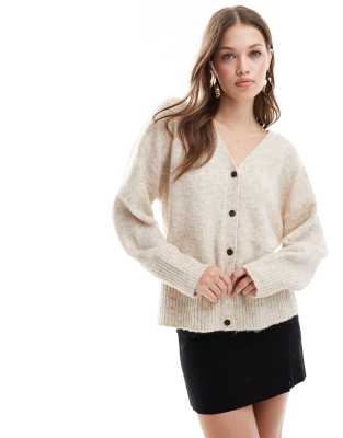 knit cardigan in light beige-Neutral