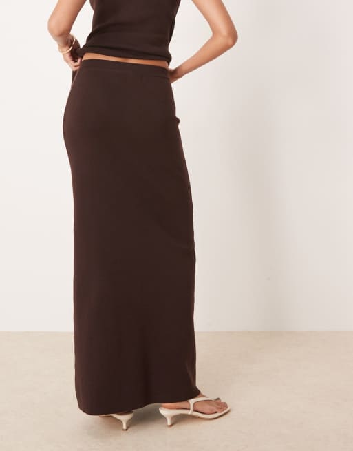 Pretty Lavish knit maxi skirt in chocolate - part of a set, 4 of 5