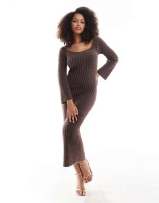 knit midaxi dress in chocolate plum-Purple