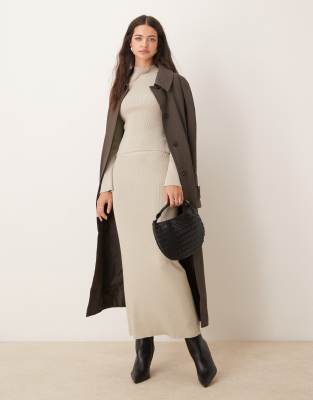 Pretty Lavish Pretty Lavish knit skirt co-ord in grey metallic-White