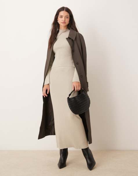 Pretty Lavish knit skirt co-ord in grey metallic