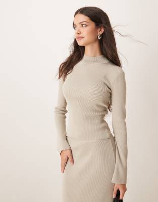 Pretty Lavish Pretty Lavish knit top co-ord in metallic grey-White