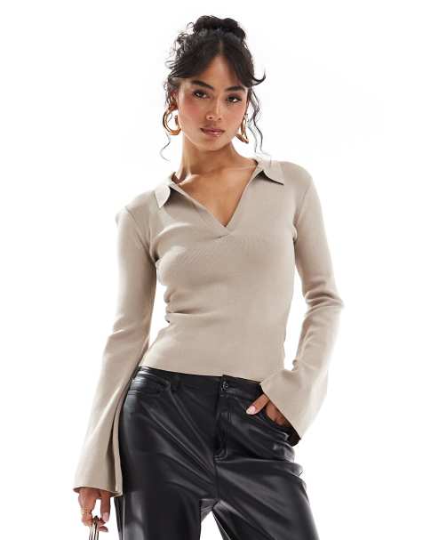Pretty Lavish knit top in beige - view 1