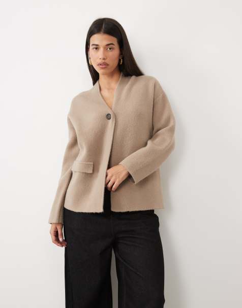Pretty Lavish knit wrap pocket detail cardigan in taupe - view 1