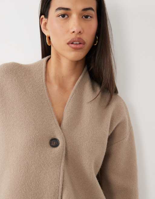 Pretty Lavish knit wrap pocket detailing cardigan in taupe, 4 of 4