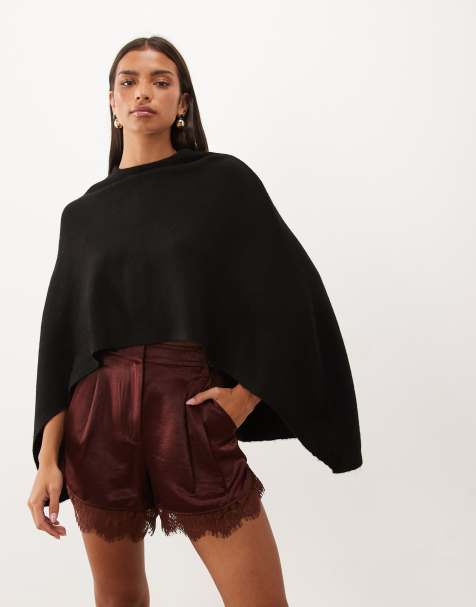 Pretty Lavish knitted cape detail mini dress in black - view 1