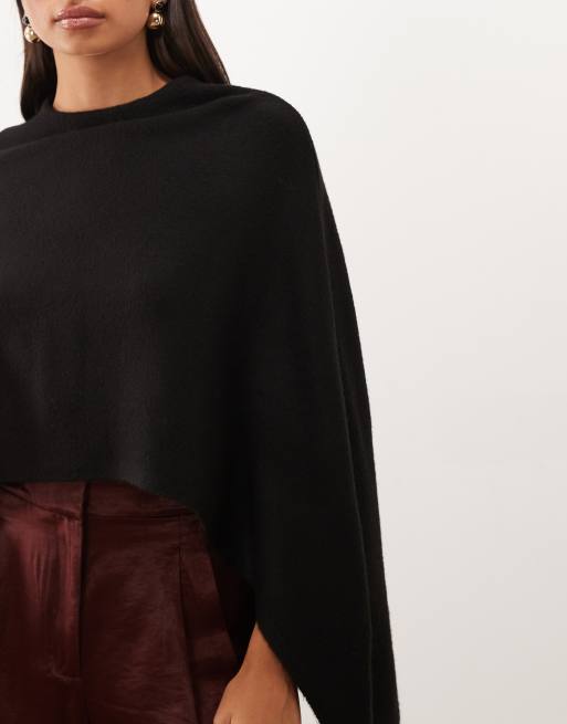 Pretty Lavish knitted cape detail mini dress in black, 3 of 4