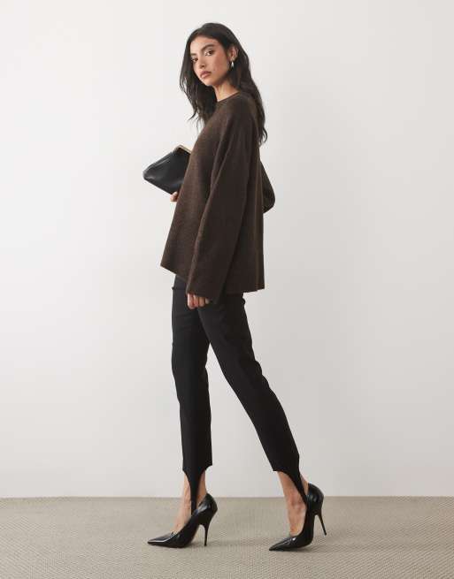 Pretty Lavish knitted rib detail sweater set in chocolate, 2 of 4