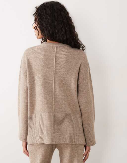 Pretty Lavish knitted rib detail sweater set in taupe, 4 of 4