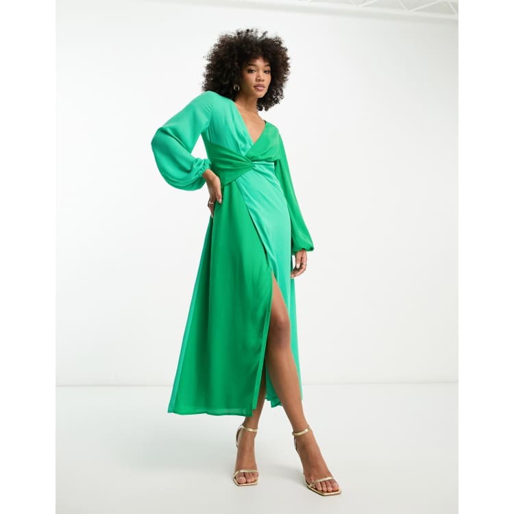 Green colour maxi store dress