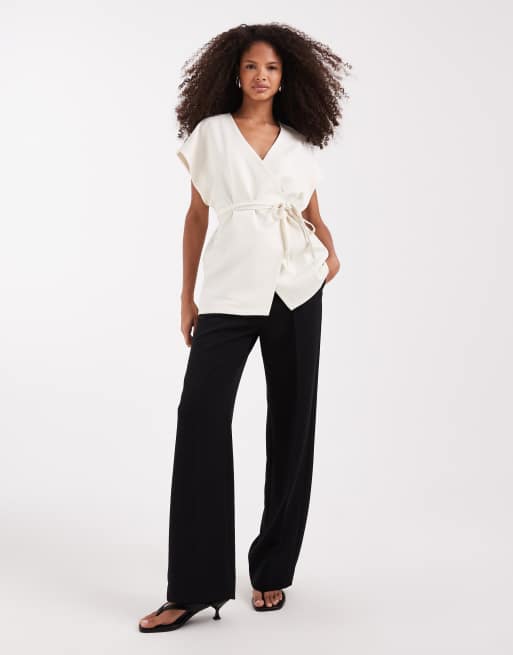 Pretty Lavish – Kremowy kopertowy top typu kimono, 2 z 4