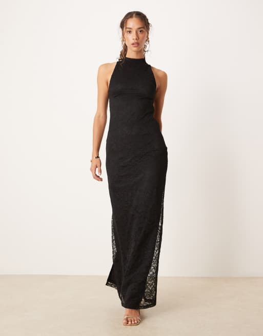 Pretty Lavish lace high neck maxi dress in black, 2 of 4