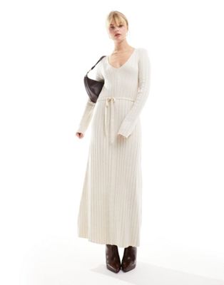 Pretty Lavish Lightweight Knit Midaxi Dress In Ecru-white