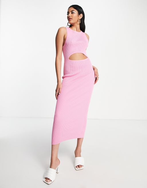 Pretty Lavish lightweight knit midi dress in pink