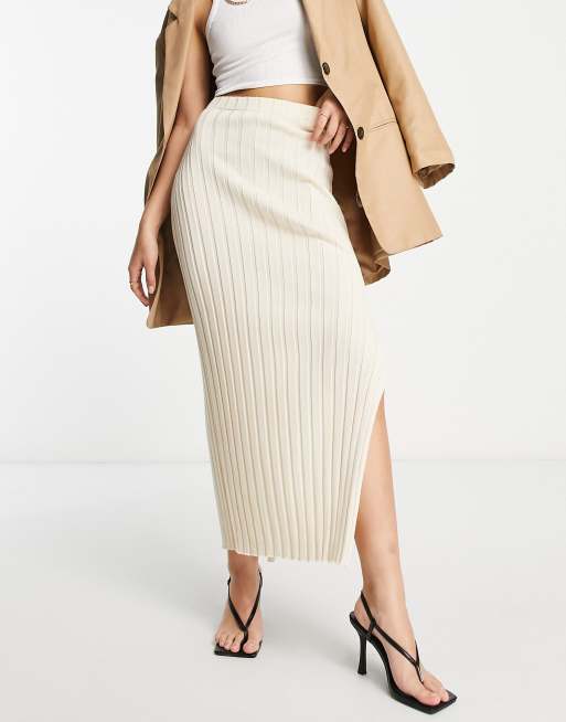 Pretty Lavish lightweight knit midi skirt co-ord in cream