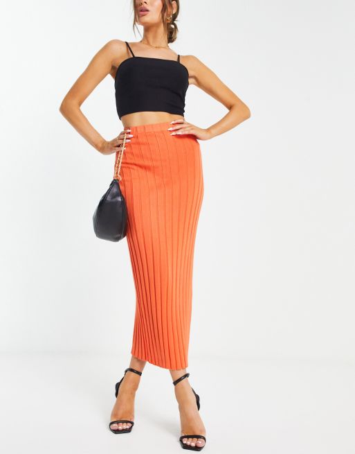 Pretty Lavish lightweight knit midi skirt in orange part of a set