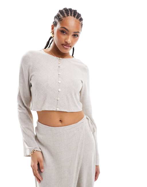 Pretty Lavish crop top and foldover maxi skirt set in stone ASOS