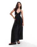 [Pretty Lavish] Pretty Lavish linen look cut-out maxi dress in black 14 Black