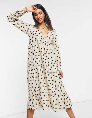 cream spot dress