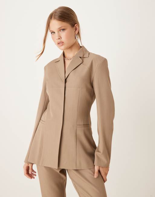 Pretty Lavish longline cinched blazer in dusty taupe - part of a set