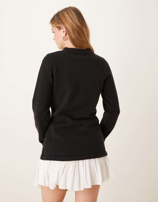Pretty Lavish longline hourglass cardigan in black, 3 of 4