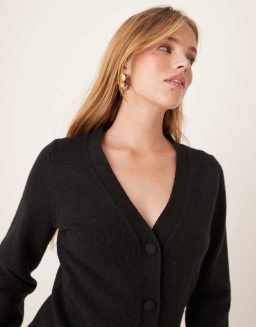 Pretty Lavish longline hourglass cardigan in black, 4 of 4