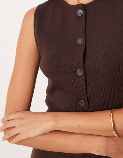 Pretty Lavish longline knit vest in chocolate - part of a set, 2 of 4